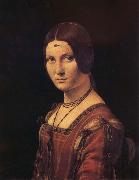 LEONARDO da Vinci Portrait de femme,dit a tort La belle ferronniere oil painting
